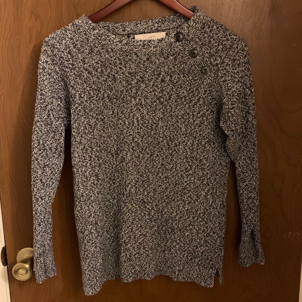 Loft Marbled Shoulder Button Sweater - image 2